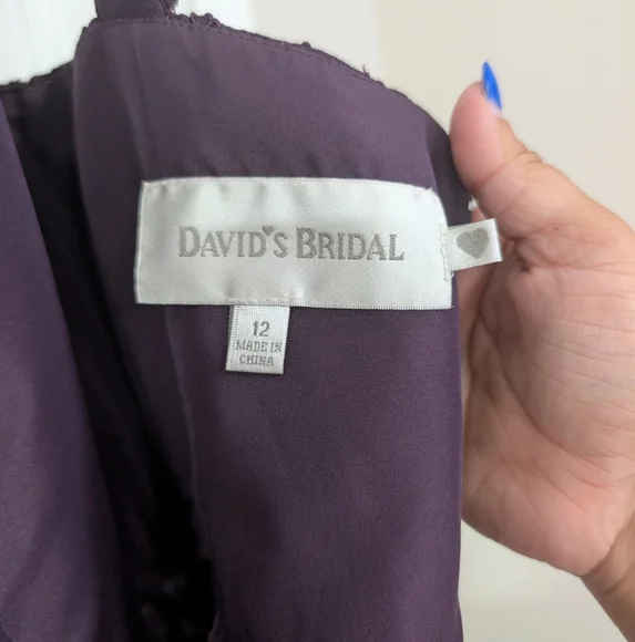 David's Bridal, Size‎ 12, Short Lace Bridesmaid Dress, Eggplant/Purple - Picture 3 of 3